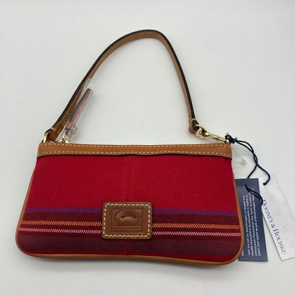 NWT Dooney & Bourke Tartan Large Zip Wristlet Red Color - Picture 3 of 11
